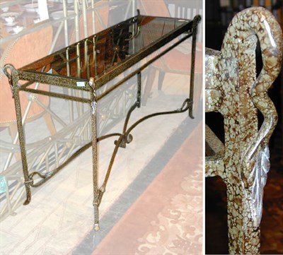 Lot 133 - Neoclassical Style Glass Top Wrought Iron Console