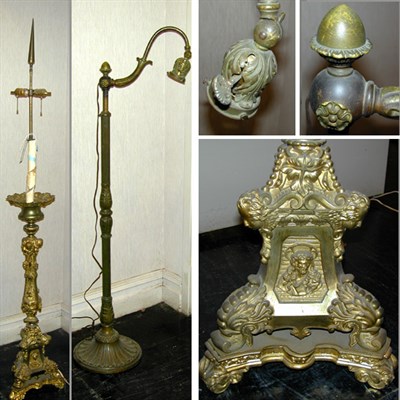 Lot 175 - Italian Rococo Style Gilt-Metal Floor Lamp...