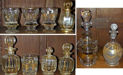 Lot 242 - Group of Ten Gilt Decorated Colorless Glass...