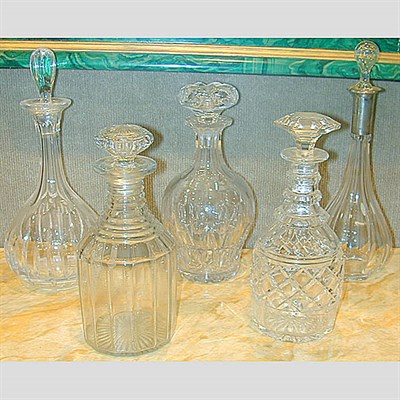 Lot 263 - Group of Five Colorless Cut Glass Decanters