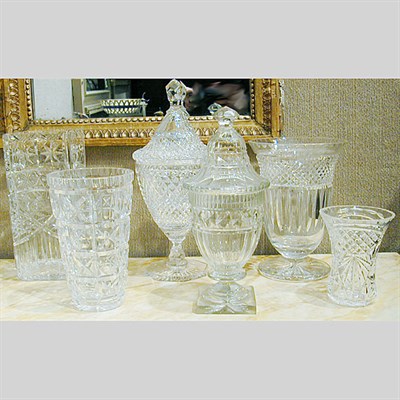 Lot 297 - Group of Six Colorless Glass Articles