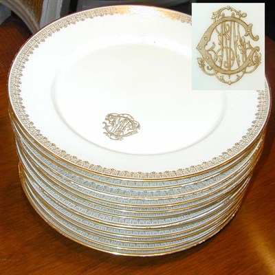 Lot 306 - Set of Twelve Limoges Gilt Decorated Porcelain...