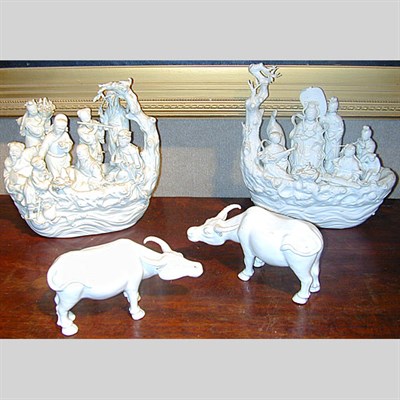 Lot 319 - Two Chinese Porcelain Figural Groups Together...