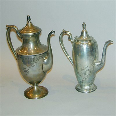 Lot 355 - Two Sterling Silver Coffee Pots Total...