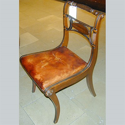 Lot 389 - Set of Six Regency Style Leather Upholstered...