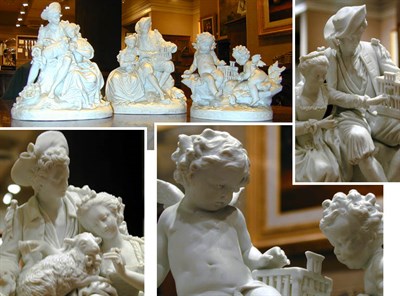 Lot 416 - Group of Three Continental Bisque Figural Groups