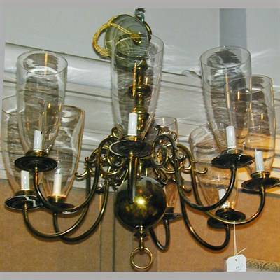 Lot 541 - Baroque Style Brass Eight-Light Chandelier