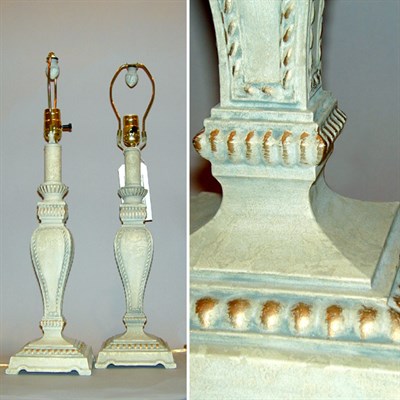 Lot 451 - Pair of Painted Metal Lamps
