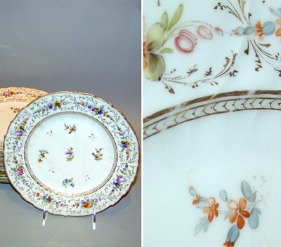 Lot 456 - Set of Ten Dresden Floral Decorated Porcelain...