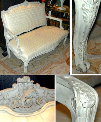 Lot 463 - Louis XV Style Painted and Upholstered Settee