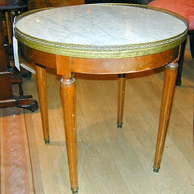 Lot 470 - Louis XVI Style Marble Top Fruitwood Bouilotte...