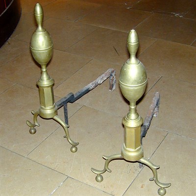 Lot 512 - Pair of Federal Style Brass Andirons