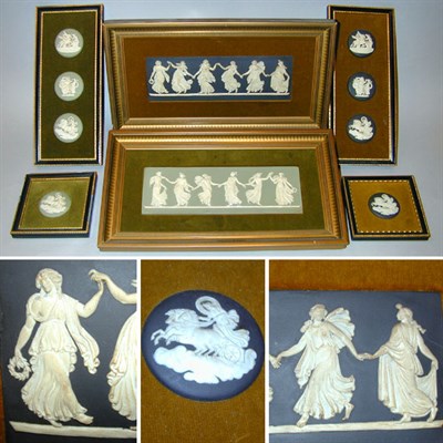 Lot 279 - Group of Six Framed Wedgwood Jasper Ware Plaques