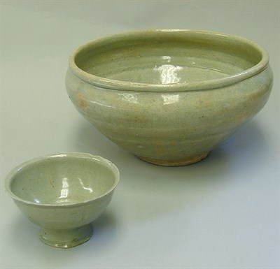 Lot 126 - Korean Celadon Deep Bowl and a Stemcup...
