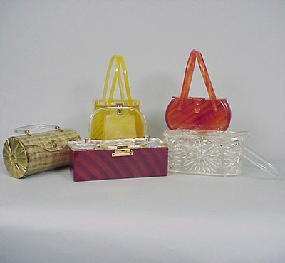 Lot 470 - Group of Five Plastic Purses American, 1950s...