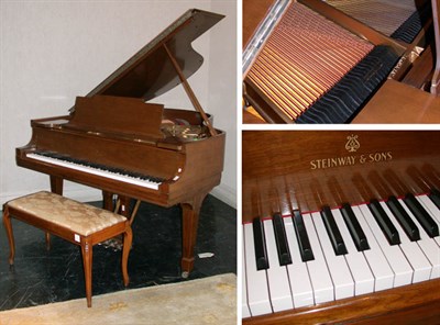 Lot 417 - Steinway & Sons Walnut Baby Grand Piano...