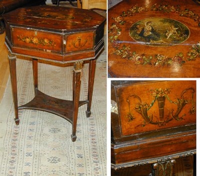 Lot 443 - George III Style Painted Satinwood Work Table