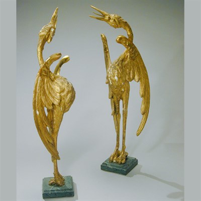 Lot 311 - Pair of George III Gilt-Wood Figures of Cranes...