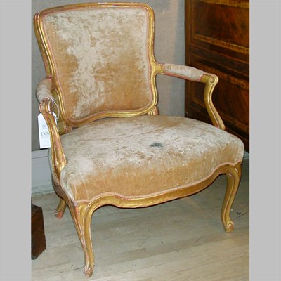 Lot 433 - Set of Four Louis XV Style Gilt-Wood Fauteuils...