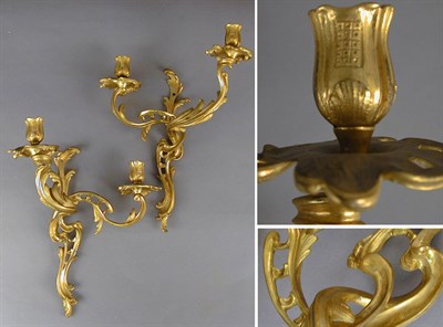 Lot 288 - Pair of Louis XV Style Gilt-Bronze Two-Light...