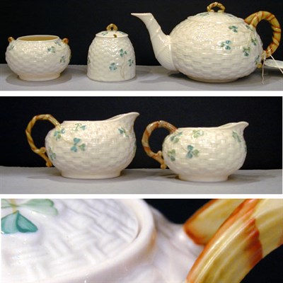 Lot 94 - Belleek Porcelain Five-Piece Tea Service