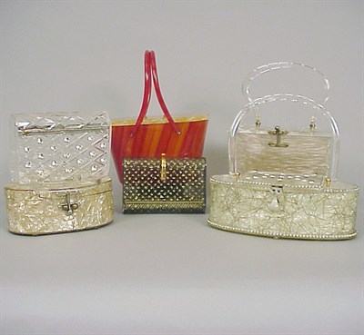 Lot 471 - Group of Six Plastic Purses American, 1950s...