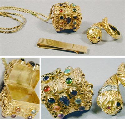 Lot 49 - Three Gold Items 14 kt. yellow gold,...