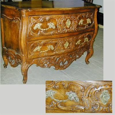 Lot 423 - Italian Rococo Style Walnut Bombe Commode Don...
