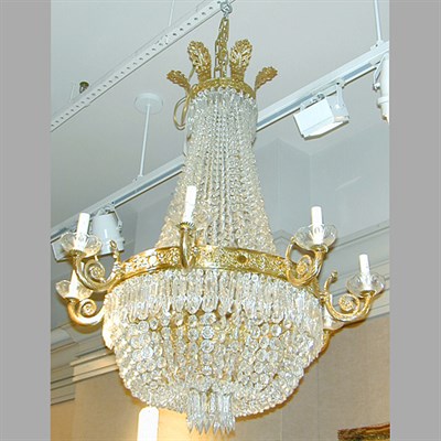 Lot 415 - Empire Style Gilt-Metal and Cut Glass...