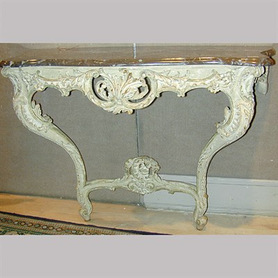 Lot 393 - Rococo Style Marble Top Painted Console