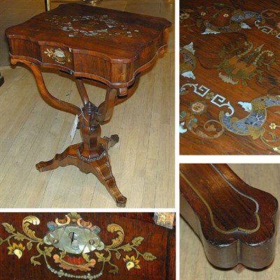 Lot 438 - Regency Brass and Mother-of-Pearl Inlaid...