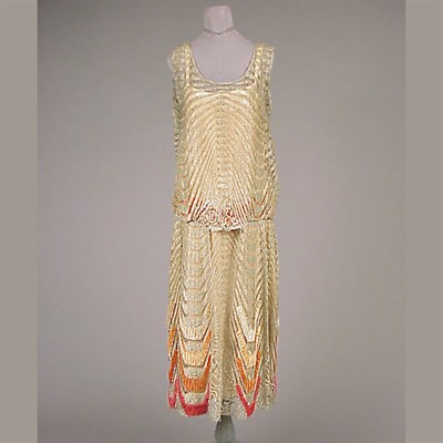 Lot 102 - Worth Silver Chemise Dress French, circa 1925...