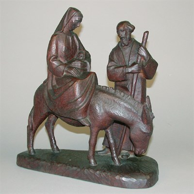 Lot 241 - Carved Wood Group Flight into Egypt Adlai S....