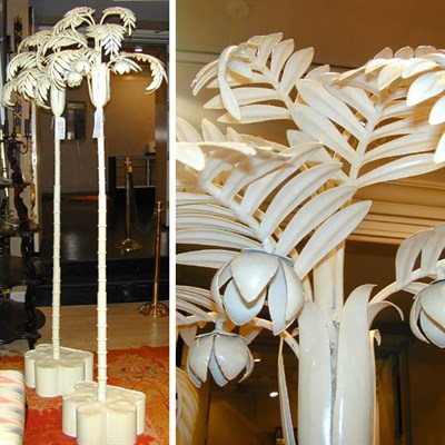 Lot 118 - Pair of Painted Faux Palm Tree-Form Floor Lamps