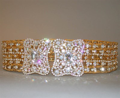 Lot 450 - Gilt-Metal and Rhinestone Jeweled Belt...