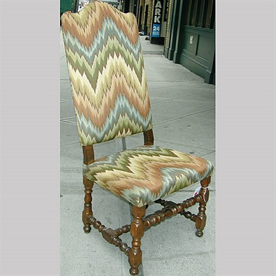 Lot 108 - William and Mary Style Upholstered Walnut Side...
