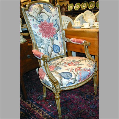 Lot 261 - Pair of Louis XVI Style Floral Upholstered...