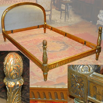 Lot 120 - Louis XVI Style Gilt Carved Wood Bed