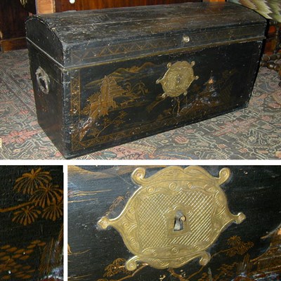 Lot 129 - Oriental Style Black Lacquered Chinoiserie...