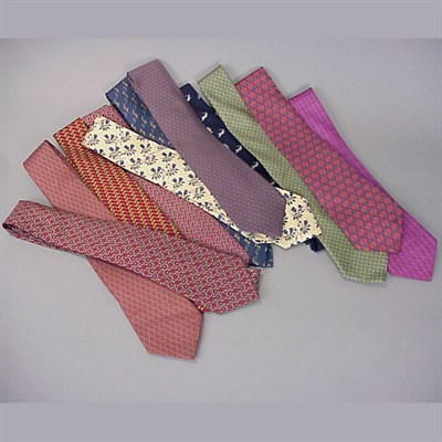 Lot 285 - Group of Hermes Ties Various colors and...