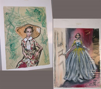 Lot 518 - Two Fashion Illustrations American, 1950s One...