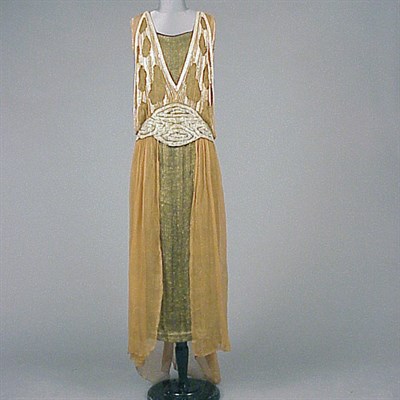 Lot 96 - Coffee Chiffon and Lame Party Dress American,...