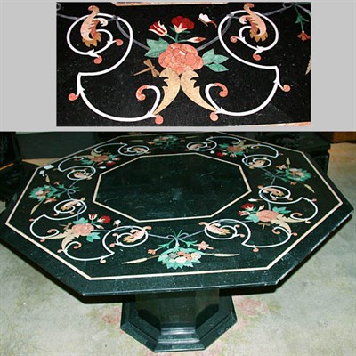 Lot 221 - Pietra Dura Table The hexagonal top with...