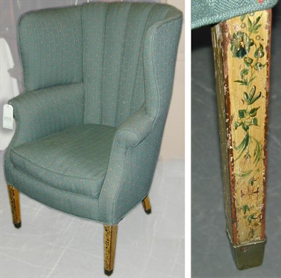 Lot 166 - Edwardian Painted and Upholstered Wing Chair