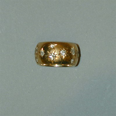Lot 232 - Wide Gold and Diamond Wedding Band 14 kt....