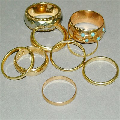 Lot 61 - Ten Gold Wedding Bands 14 kt. yellow gold,...
