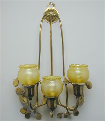 Lot 84 - Art Nouveau Brass Three-Light Sconce With...