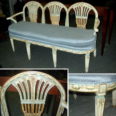 Lot 267 - Neoclassical Style Painted Triple-Back Settee