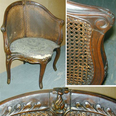 Lot 159 - Louis XV Style Caned Mahogany Bergere