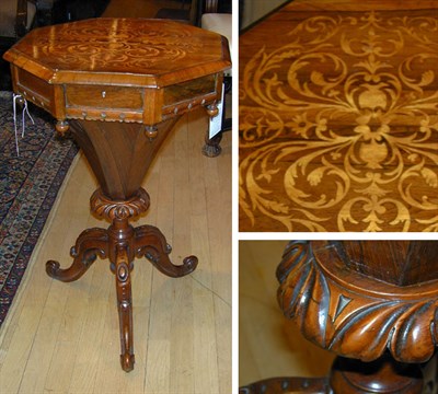 Lot 230 - Victorian Inlaid Rosewood Sewing Table